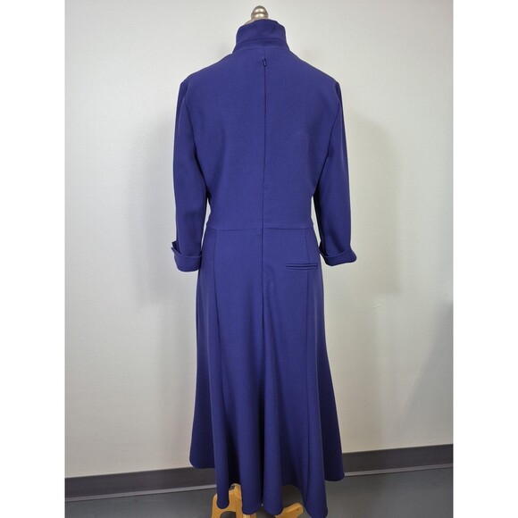 BLACK HALO Women's Dress Kensington Purple Knit Midi 3/4 Sleeve V Neck Size 10 - Picture 7 of 14